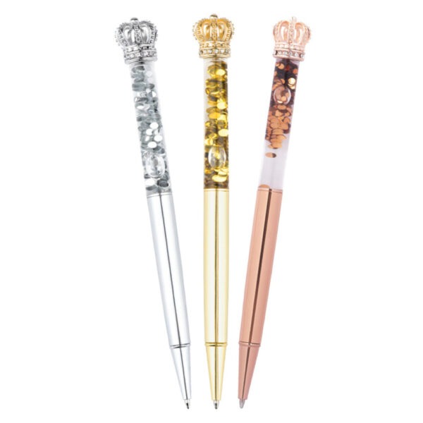 Floating Glitter Crown Pen Set